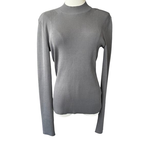 Helmut Lang Ring Cutout Mockneck Ribbed Knit Sweater Steel Gray Size‎ Large - Picture 3 of 11
